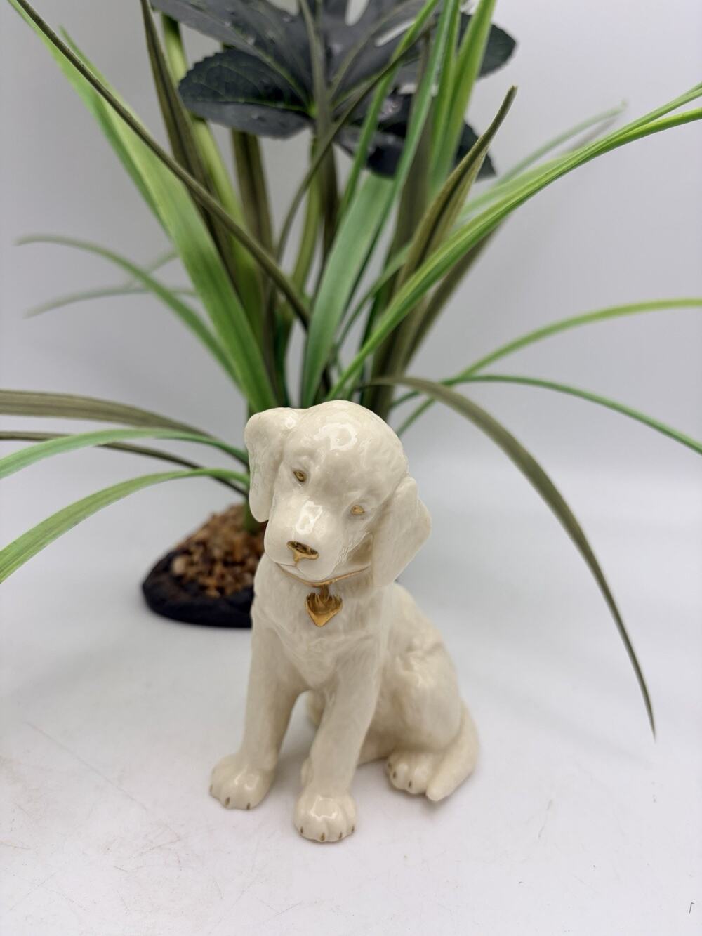 Lenox Dog Puppy Porcelain Figurine 24kt Gold Heart Collar Lab Retriever VTG